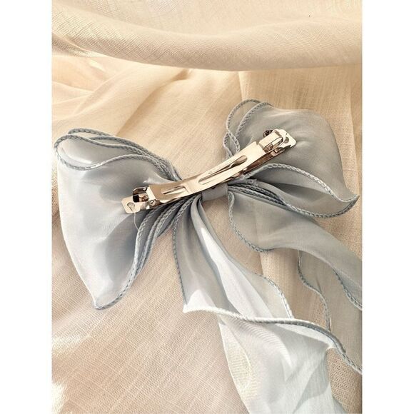 Light blue French clip hair bow - Picture 4 of 4